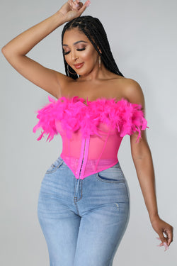 Pink Feather Corset Top