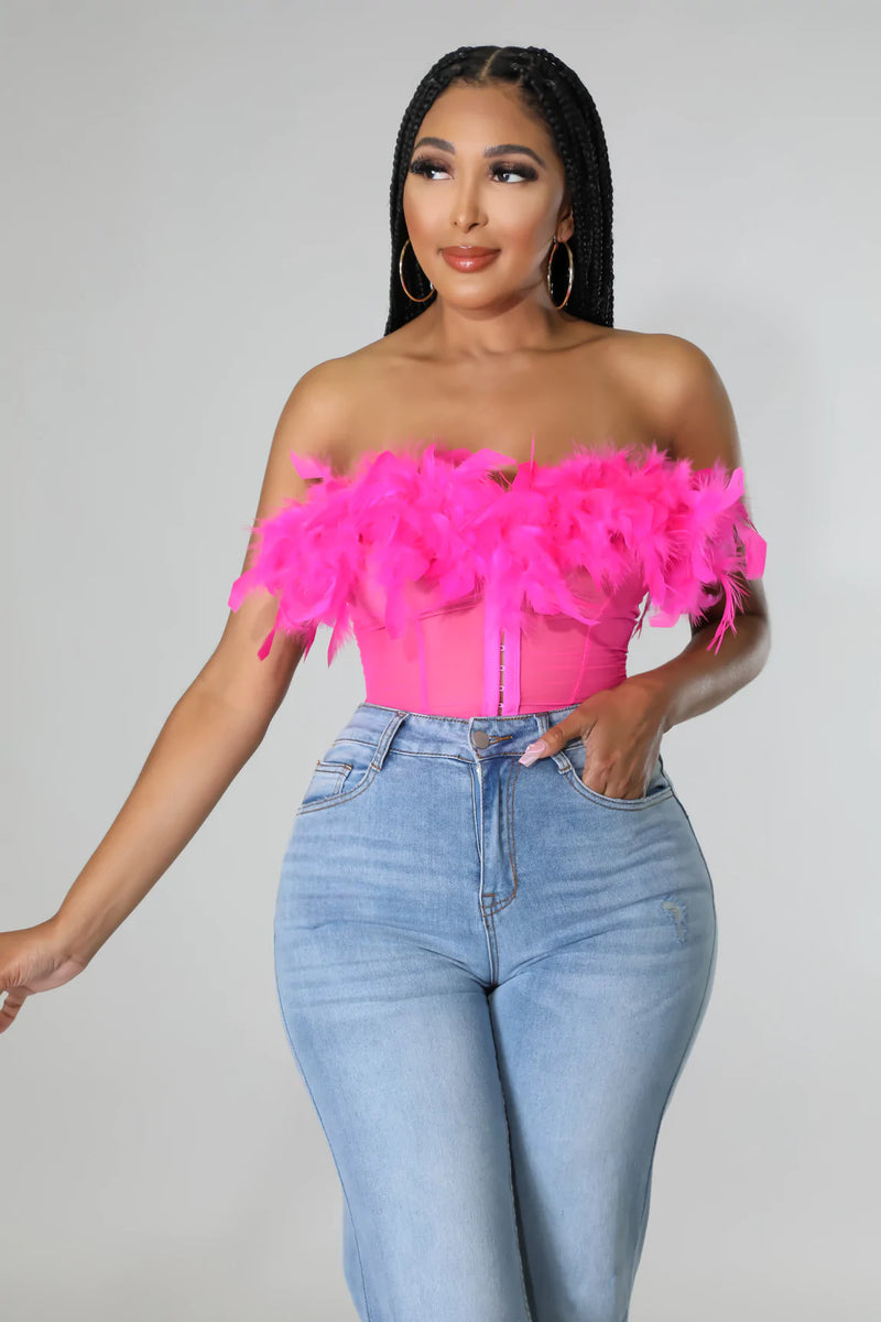 Pink Feather Corset Top